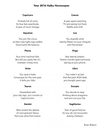 horoscope | Brian Bilston's Poetry Laboetry