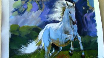 Painting Horse in a Landscape-Lipizzaner Stallion - YouTube