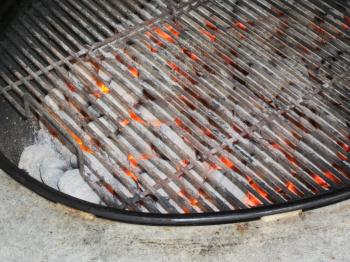 Hot coals in grill