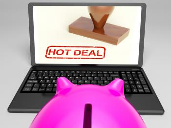 Hot Deal Stamp On Laptop Shows Special Deal