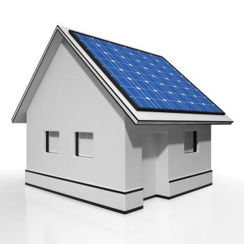 House With Solar Panels Shows Sun Electricity