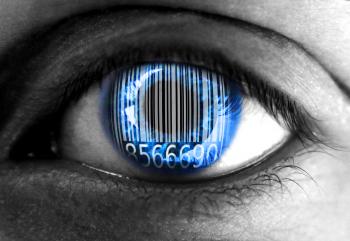 Human eye with barcode - Big data concept