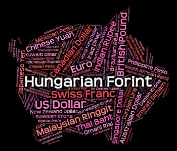 Hungarian Forint Shows Worldwide Trading And Banknotes