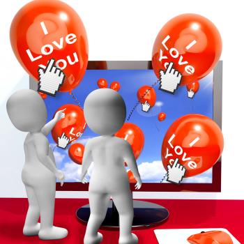 I Love You Balloons Represent Internet Greetings for Lovers