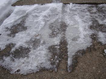 Ice-covered sidewalk