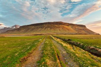 Iceland Sunset Tractor Trail