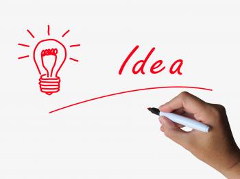 Idea and Lightbulb Indicate Bright Ideas and Concepts