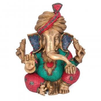Amazon.com: 18" Large Cap Ganesha Ganesh Statue Inlay Brass (Ganesh ...