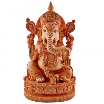 Amazon.com: Large 1.1 Feet Ganesh Ganesha Idol Statue- Wooden Hand ...