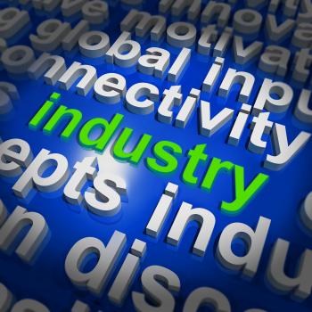 Industry Word Cloud Shows Industrial Workplace Or Manufacturing