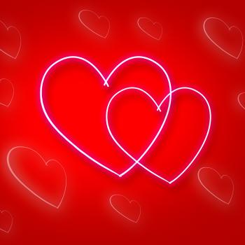 Intertwinted Hearts Shows Valentines Day And Background