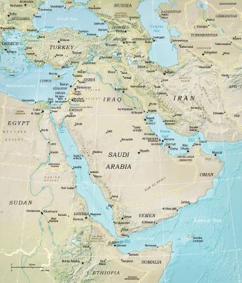 Middle East Map, Turkey, Iran, Iraq