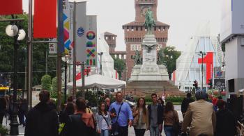 Editorial-MILAN, ITALY : Main Entrance Gate Bell Tower Citadel ...