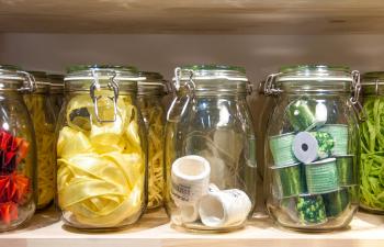 jars with ribbons