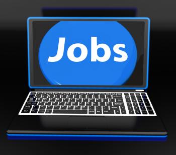 Jobs On Laptop Shows Unemployment Jobless Or Hiring Online