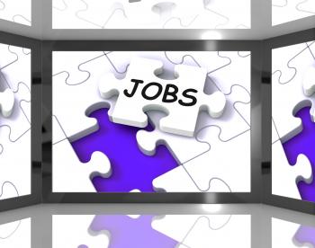 Jobs On Screen Showing Job Recruitment
