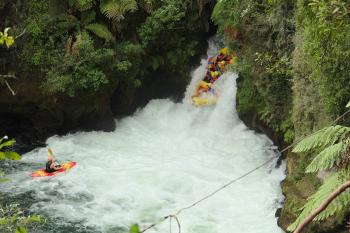 Kayaking through Waterfall