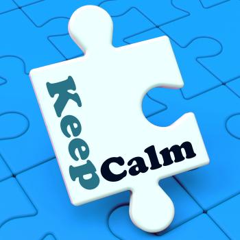 Keep Calm Puzzle Shows Calming Relax And Composed