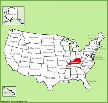 Kentucky location on the U.S. Map ﻿