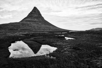 Kirkjufell Reflection - Black & White