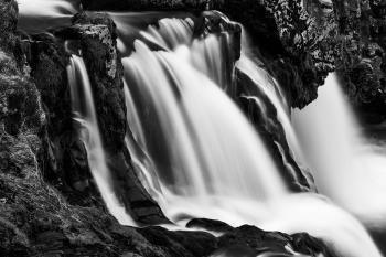 Kirkjufellsfoss Cascades - Black & White