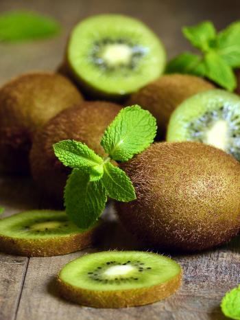 Photo Foliage Kiwi Food Closeup Wood planks 2048x2732