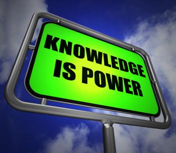Knowledge is Power Signpost Represents Education and Development for S