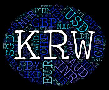 Krw Currency Represents South Korea Won And Exchange