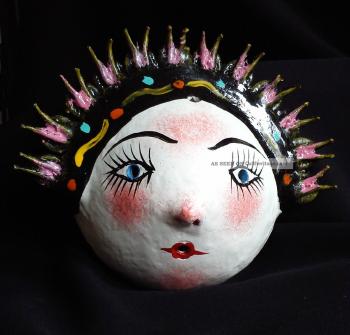 Coconut Mask. Deco Lady Face Mask. Mexican Folk Art Mexico photo ...