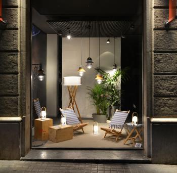 Marset outdorr collection at the Punto Luz shop window: Cala lamp by ...