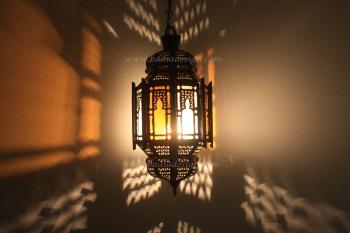 Moroccan Hanging Lantern with Multicolor Glass from Badia Design Inc.