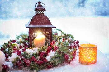 Lantern and Candles at Christmas