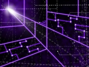 Laser Circuit Background Shows Bright Energy Wallpaper Or Shining Art