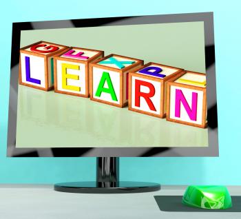 Learn Blocks On Computer Screen Showing Online Kids Education