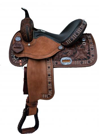 BARREL SADDLE TOAST LEATHER WITH PADDED SEAT AND SPOTTING | Alamo ...