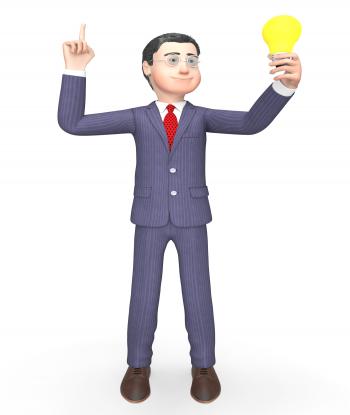 Lightbulb Businessman Means Render Illustration And Think 3d Rendering