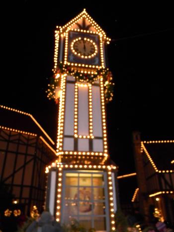 The clock tower all lit up | Christmas Town - Busch Gardens ...