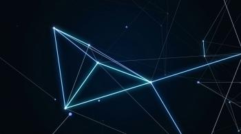 Plexus of abstract lines, triangles and dots. Technologies. Motion ...