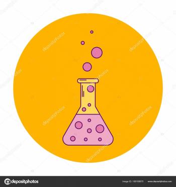 vector illustration orange icon flask with pink liquids — Stock ...
