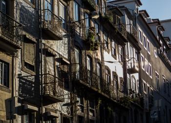 Lisbon architecture - sunny street