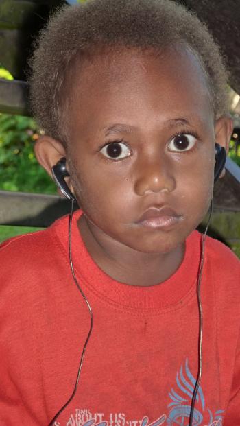 Little Ezra enjoying music on MP3