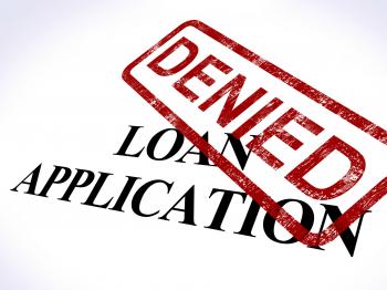 Loan Application Denied Stamp Shows Credit Rejected