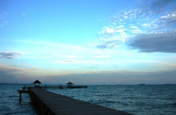Long Tropical Pier at Sunset