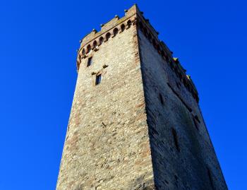 Low Angle View of Tower Against Clear Blue Sky