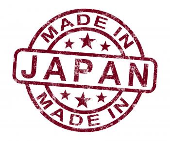 Made In Japan Stamp Shows Japanese Product Or Produce