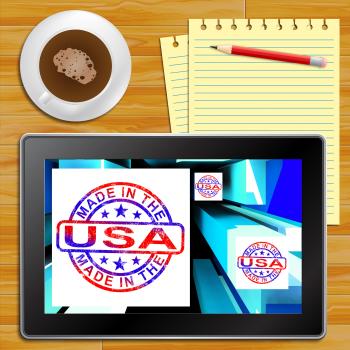 Made In The USA On Cubes Showing Patriotism Tablet