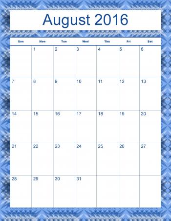 Madison's Peak August 2016 Calendar