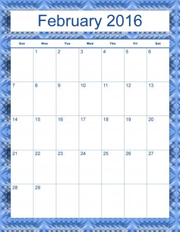 Madison's Peak February 2016 Calendar