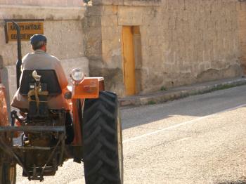 Man driving tractor, Turkey