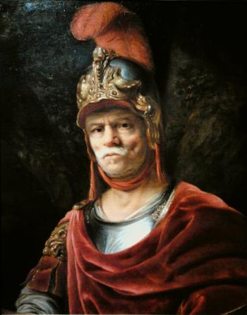Man in golden helmet (Mars) by Ferdinand Bol (1616–1680)